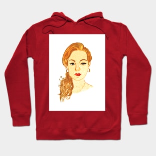 Christina, Redhead Woman Watercolor Portrait Hoodie